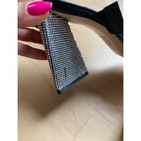 SCHUTZ "Ariellen" Embellished Heel Black Mules Sandals - Picture 6 of 9